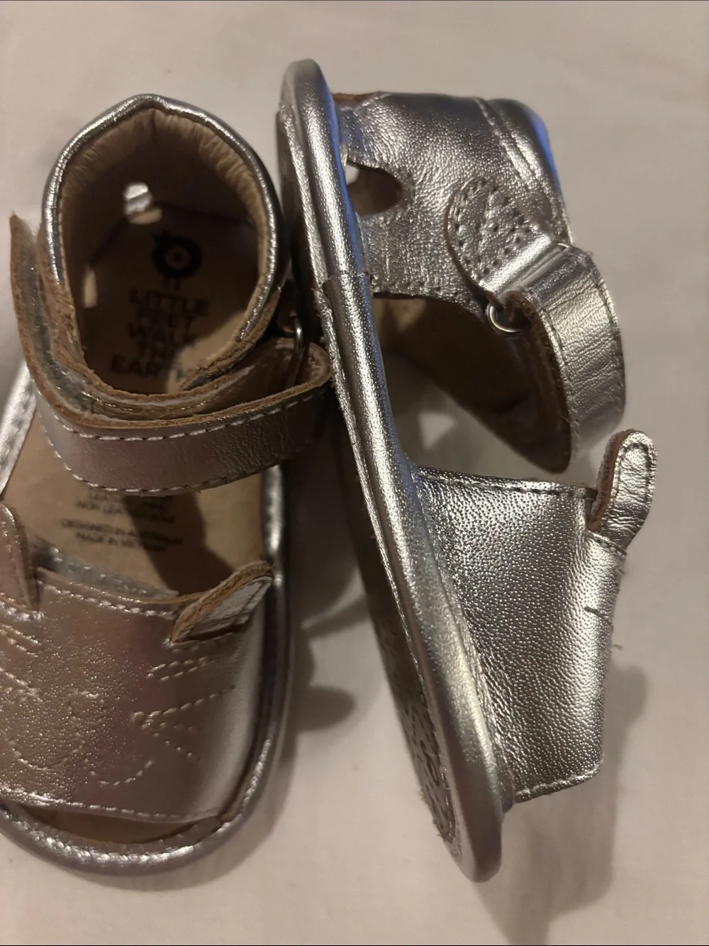 NWOT Old Soles Silver Cat-Accent Baby Sandals